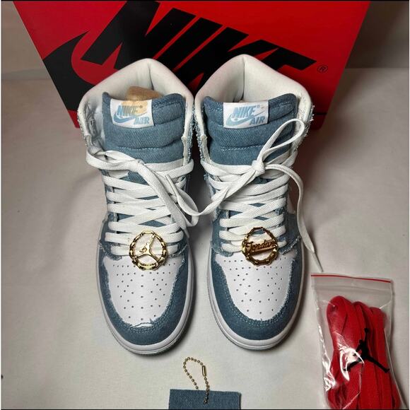 Size 7 Wmns Air Jordan 1 Retro High OG Denim Women's Shoes Ships Now - Picture 4 of 10